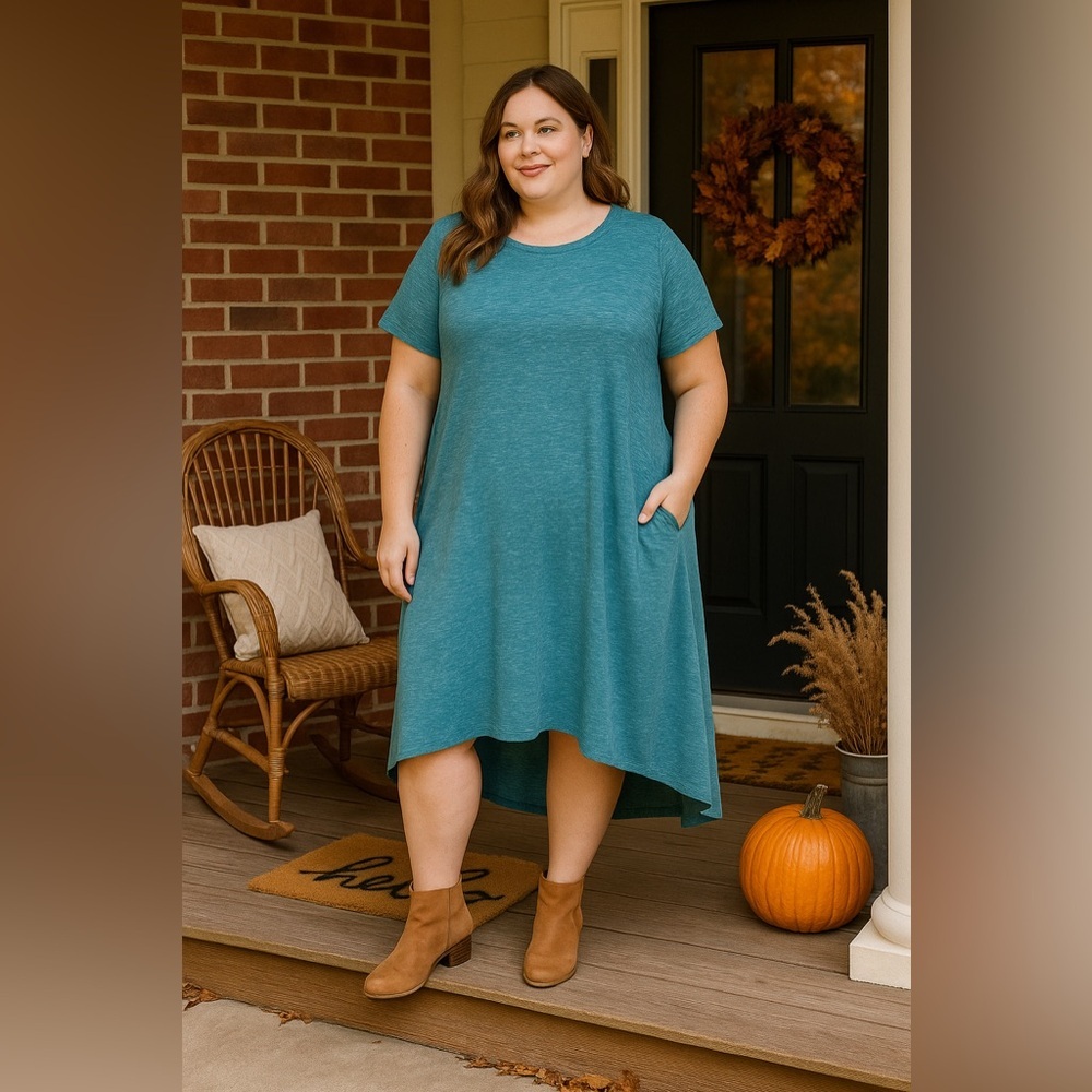 LuLaRoe Teal Carly Dress Size 3X